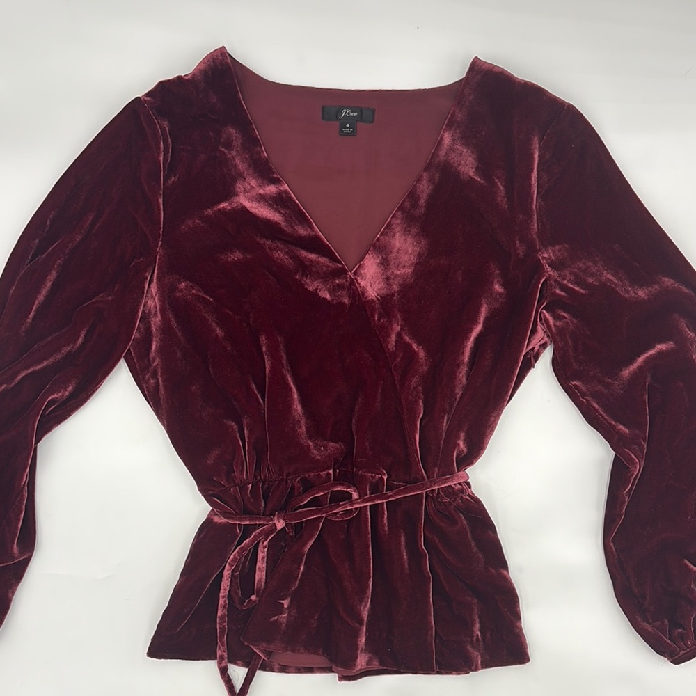 J.Crew Faux-Wrap Top in Drapey Velvet